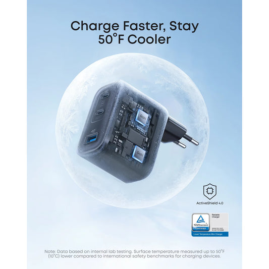 Anker Nano nettverkslader, 70W, 3.5A, 1 x USB-A - 2 x USB-C, Svart A121AL11