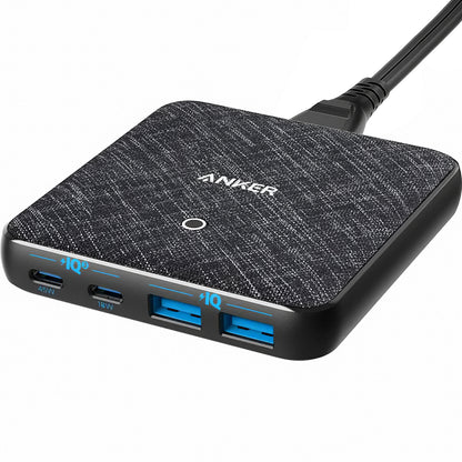 Ladestasjon Anker PowerPort Atom III, 65W, 3A, 2 x USB-A - 2 x USB-C, Svart A2046G12