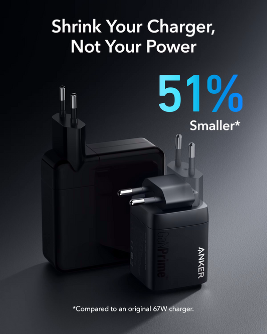 Anker Prime Nettlader, 67W, 5A, 1 x USB-A - 2 x USB-C, Svart, Reseglet A2669313