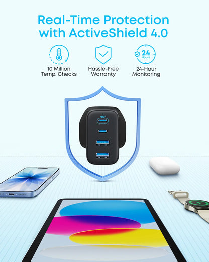 Anker Zolo Nettlader, 50W, 3A, 2 x USB-A - 2 x USB-C, Hvit
