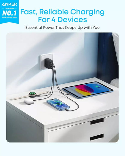Anker Zolo Nettlader, 50W, 3A, 2 x USB-A - 2 x USB-C, Svart A121EG11