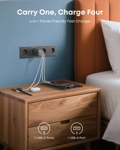 Anker Zolo Nettlader, 70W, 1 x USB-A - 3 x USB-C, Svart A121CG11