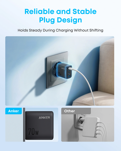 Anker Zolo Nettlader, 70W, 1 x USB-A - 3 x USB-C, Svart A121CG11