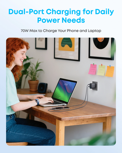 Anker Zolo Nettlader, 70W, 1 x USB-A - 3 x USB-C, Svart A121CG11