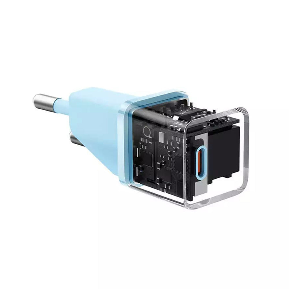 Baseus GaN Mini 1C nettverkslader, 20W, 3A, 1 x USB-C, Blå CCGN050103