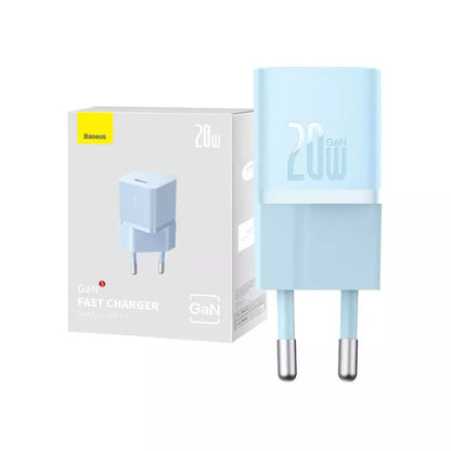 Baseus GaN Mini 1C nettverkslader, 20W, 3A, 1 x USB-C, Blå CCGN050103