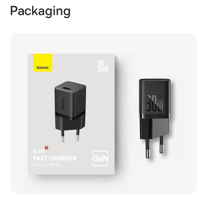 Baseus GaN Mini 1C nettverkslader, 30W, 3A, 1 x USB-C, Blå CCGN070603