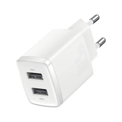 Baseus Compact Nettlader, 10.5W, 2.1A, 2 x USB-A, Hvit CCXJ010202