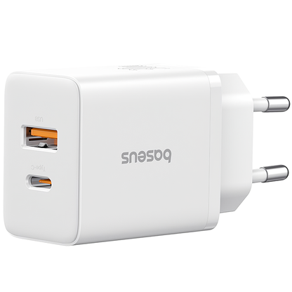 Baseus Cube Nettlader, 20W, 3A, 1 x USB-A - 1 x USB-C, Hvit P10111403213-00