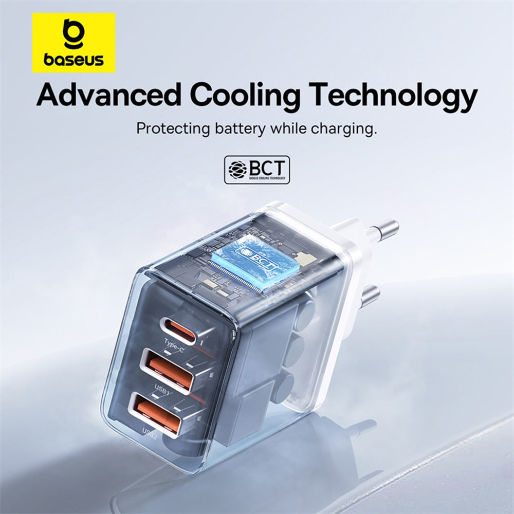 Baseus Cube Nettlader, 30W, 3A, 2 x USB-A - 1 x USB-C, Hvit P10111402213-00