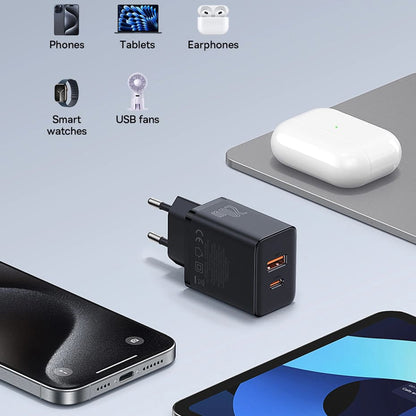 Baseus Cube Nettlader, 20W, 3A, 1 x USB-A - 1 x USB-C, Svart P10111403113-00