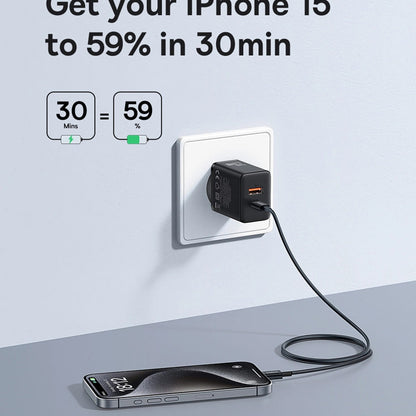 Baseus Cube Nettlader, 20W, 3A, 1 x USB-A - 1 x USB-C, Hvit P10111403213-00