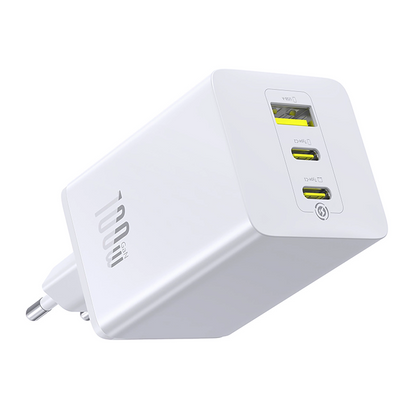 Baseus EnerFill FE11 nettverkslader, 100W, 5A, 1 x USB-A - 2 x USB-C, Hvit P10182102213-00