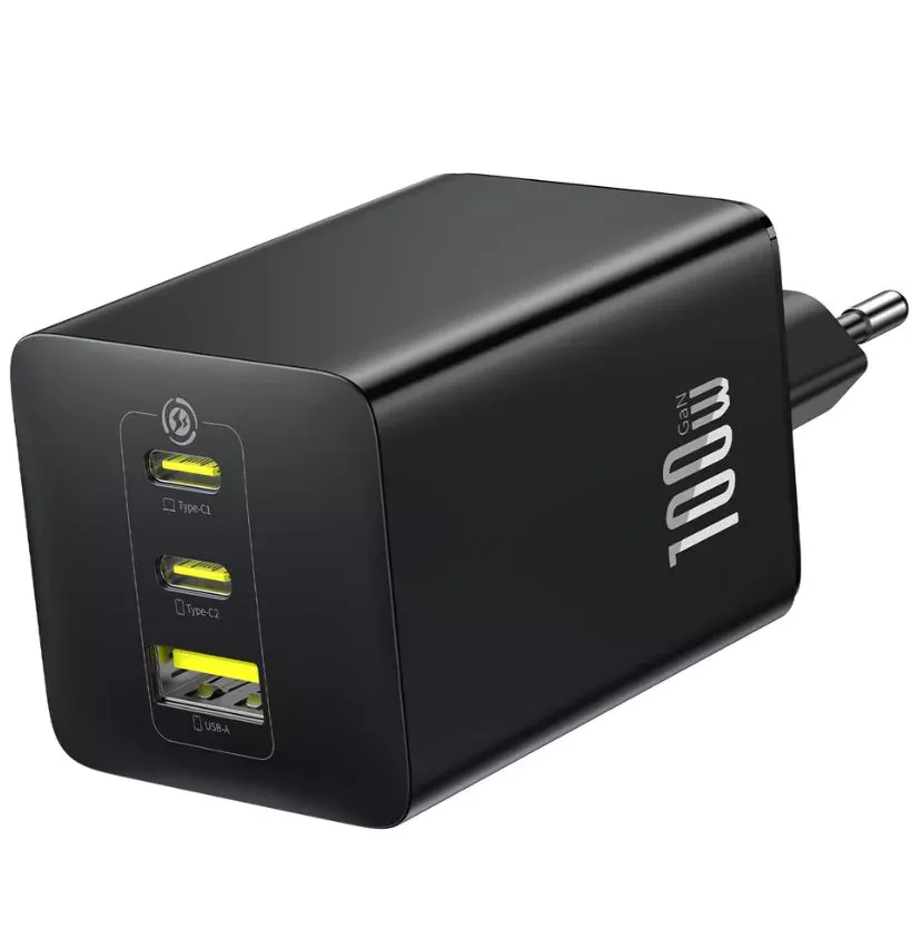 Baseus EnerFill FE11 nettverkslader, 100W, 5A, 1 x USB-A - 2 x USB-C, Grå P10182102123
