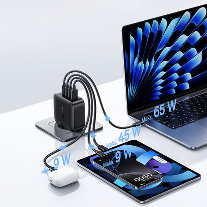 Baseus EnerFill FH11 nettverkslader, 140W, 5A, 1 x USB-A - 3 x USB-C, Svart E0121J00