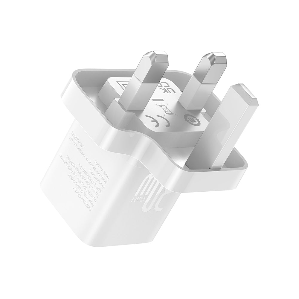 Baseus GaN5 UK nettverkslader, 30W, 3A, 1 x USB-C, Hvit P10110906213-00