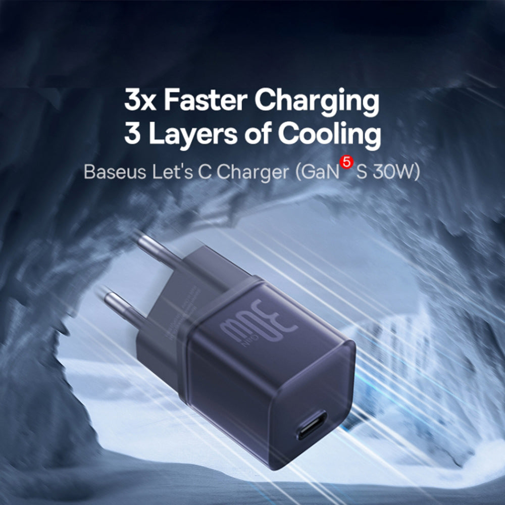 Nettlader Baseus GaN5S, 30W, 3A, 1 x USB-C, Lilla P10162504523-00