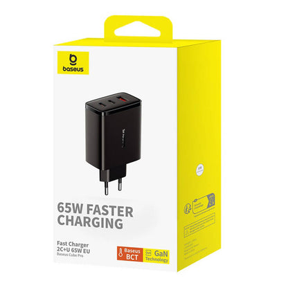 Baseus OS-Cube Pro nettverkslader, 65W, 3.25A, 1 x USB-A - 2 x USB-C, Svart P10152301113-00