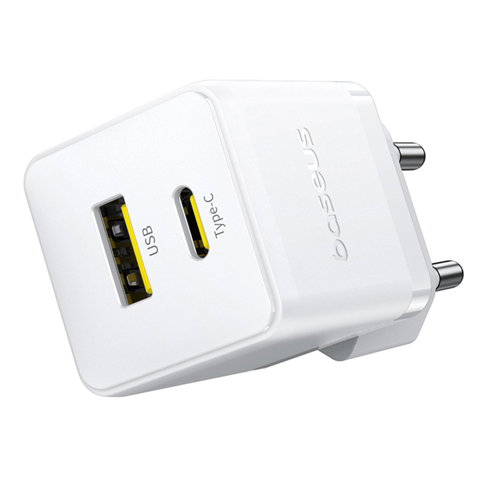 Baseus Palm nettverkslader, 30W, 3A, 1 x USB-A - 1 x USB-C, Hvit P1011160A213-00