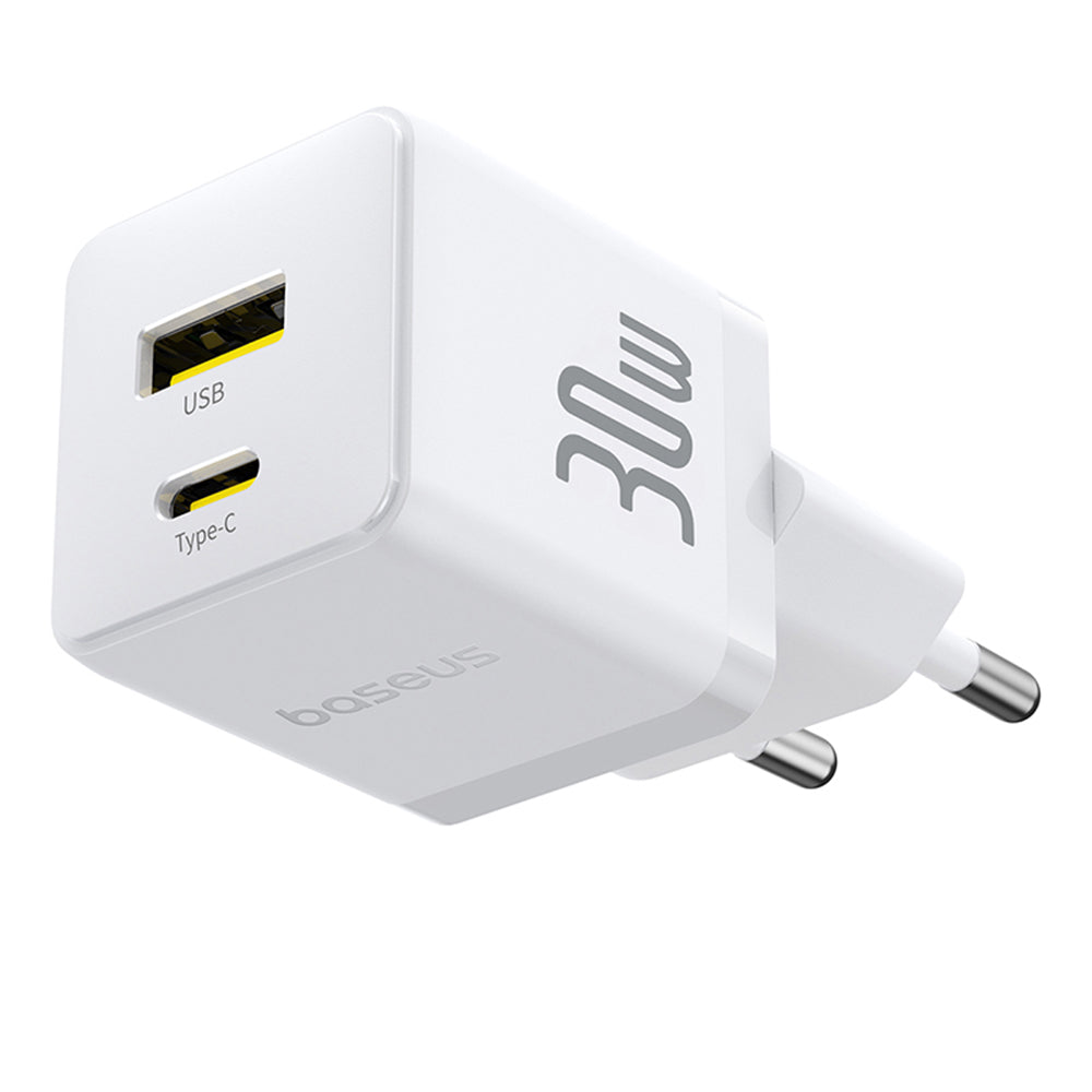 Baseus Palm nettverkslader, 30W, 3A, 1 x USB-A - 1 x USB-C, Hvit P1011160A213-00