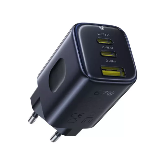 Baseus PicoGo AE11 nettverkslader, 67W, 1 x USB-A - 2 x USB-C, Svart E0121200