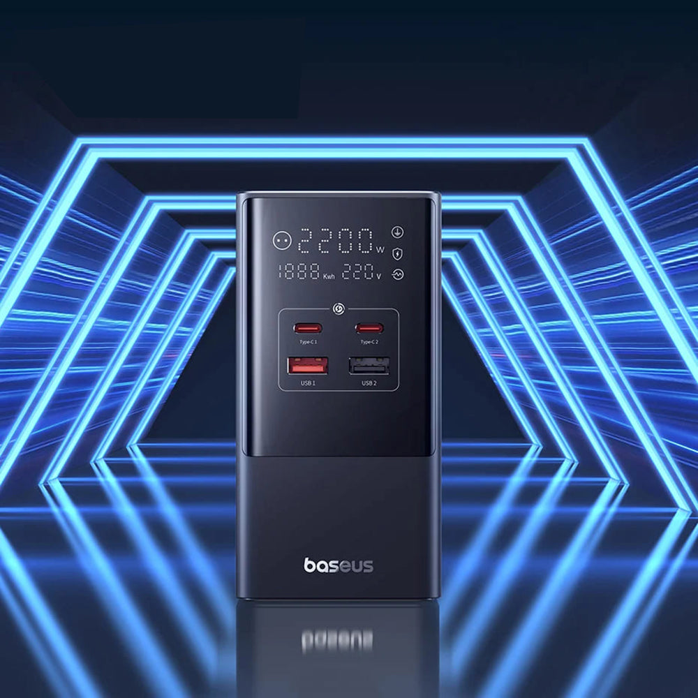 Baseus PowerCombo nettverkslader, 35W, 5A, 2 x USB-A - 2 x USB-C - 3 x Schuko, Svart, Reseglet E00023606113-00