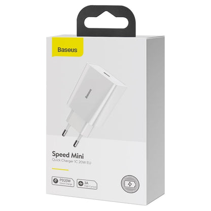Nettlader Baseus Speed Mini, 20W, 3A, 1 x USB-C, Hvit CCFS-SN02