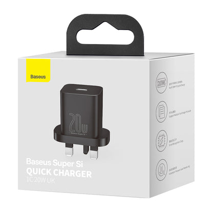 Baseus Super Si UK nettverkslader, 20W, 3A, 1 x USB-C, Svart CCSUP-K01