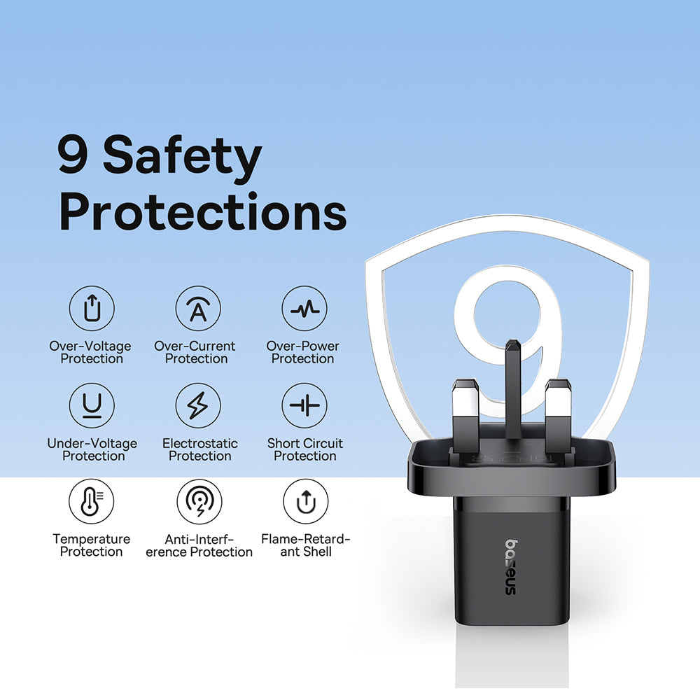 Baseus UK nettverkslader, 20W, 3A, 1 x USB-C, Svart P10110907113-00