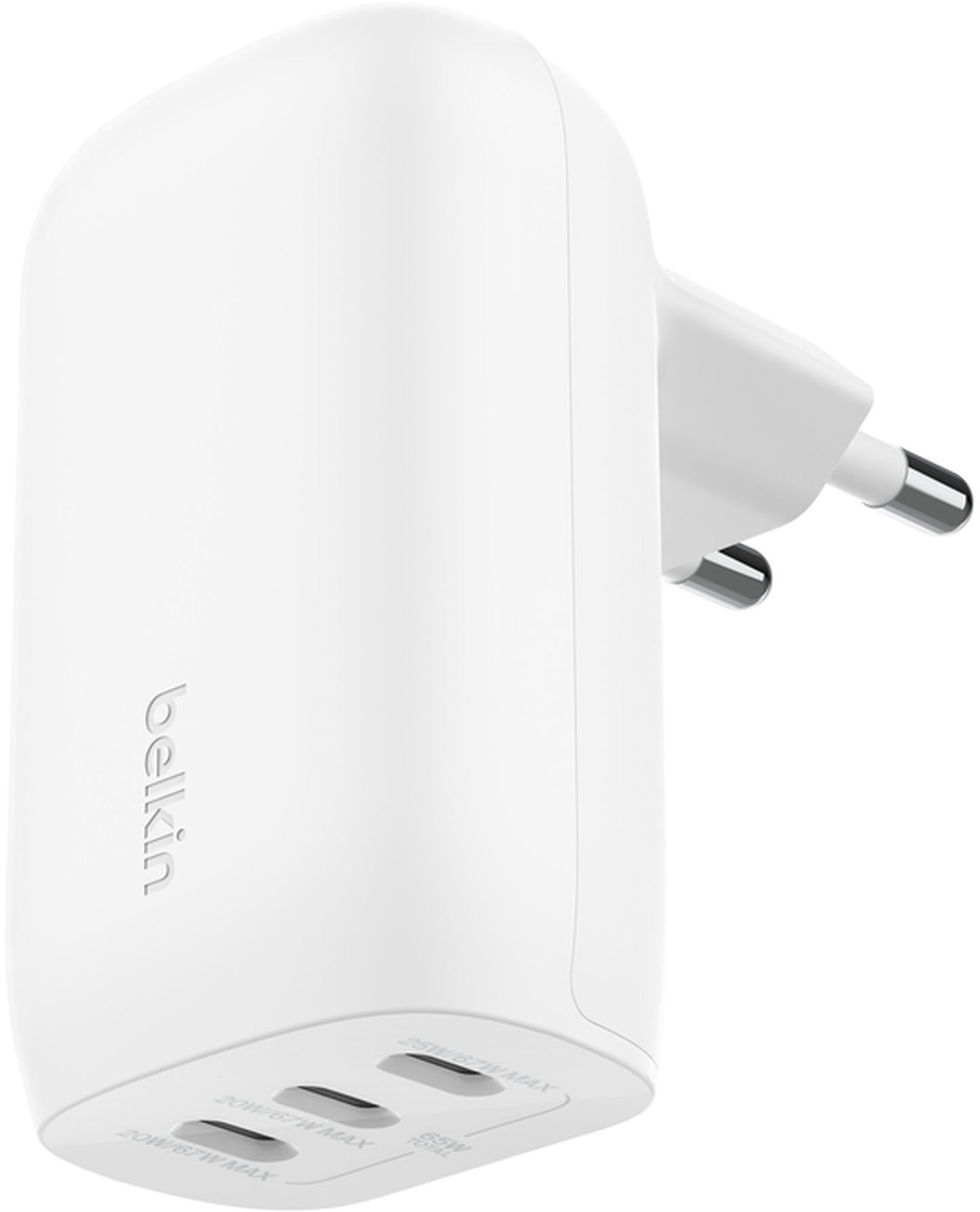 Belkin BoostCharge nettadapter, 67W, 3A, 3 x USB-C, hvit WCC002vfWH