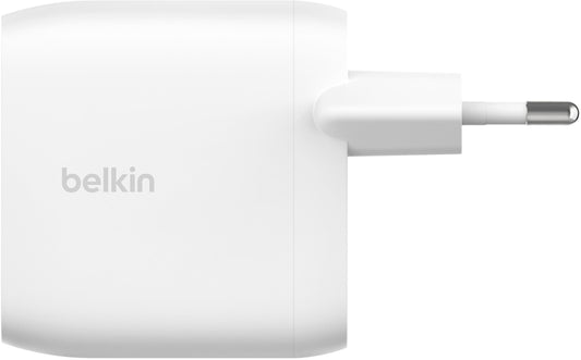 Belkin BoostCharge Pro Dual nettadapter, 60W, 3A, 2 x USB-C, hvit WCB010vfWH