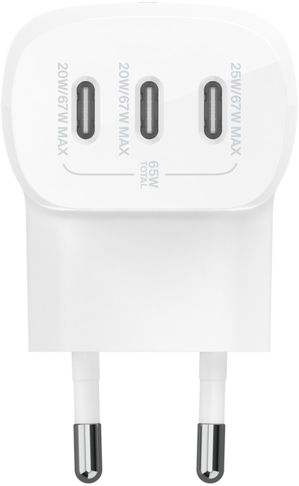 Belkin BoostCharge nettadapter, 67W, 3A, 3 x USB-C, hvit WCC002vfWH
