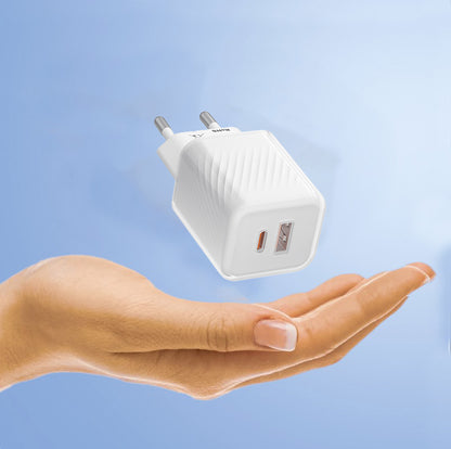 Blueo Nettlader, 35W, 3A, 1 x USB-A - 1 x USB-C, Hvit