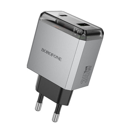 Nettlader Borofone BN20 Lena, 35W, 3A, 1 x USB-A - 1 x USB-C, Grå