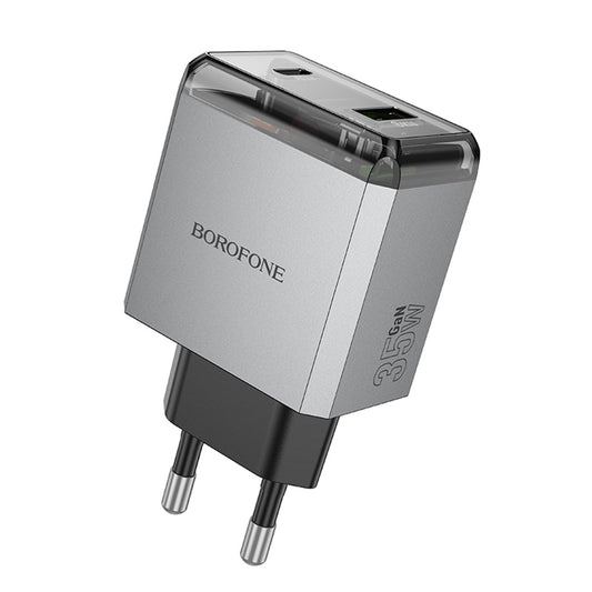 Nettlader Borofone BN20 Lena, 35W, 3A, 1 x USB-A - 1 x USB-C, Grå