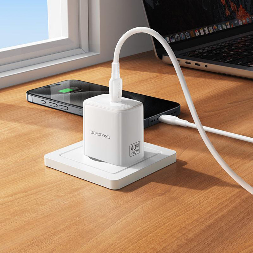 Borofone BN33 Fuente nettadapter, 40W, 1 x USB-C, hvit