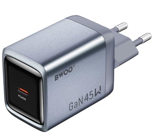 Nettlader BWOO BO-CDA238, 45W, 3A, 1 x USB-C, Grå