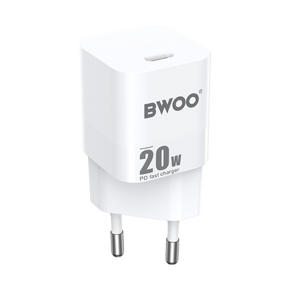 BWOO CDA155 Nettlader, 20W, 3A, 1 x USB-C, Hvit