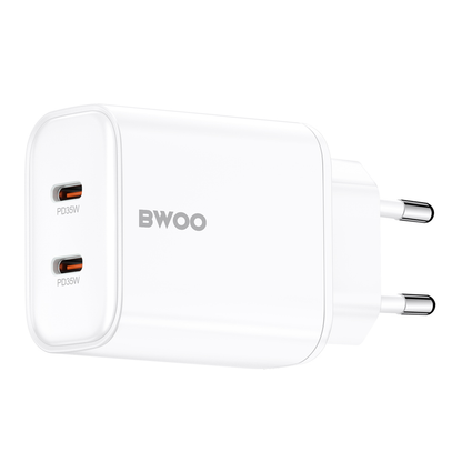 BWOO CDA206 nettadapter, 35W, 3A, 2 x USB-C, hvit