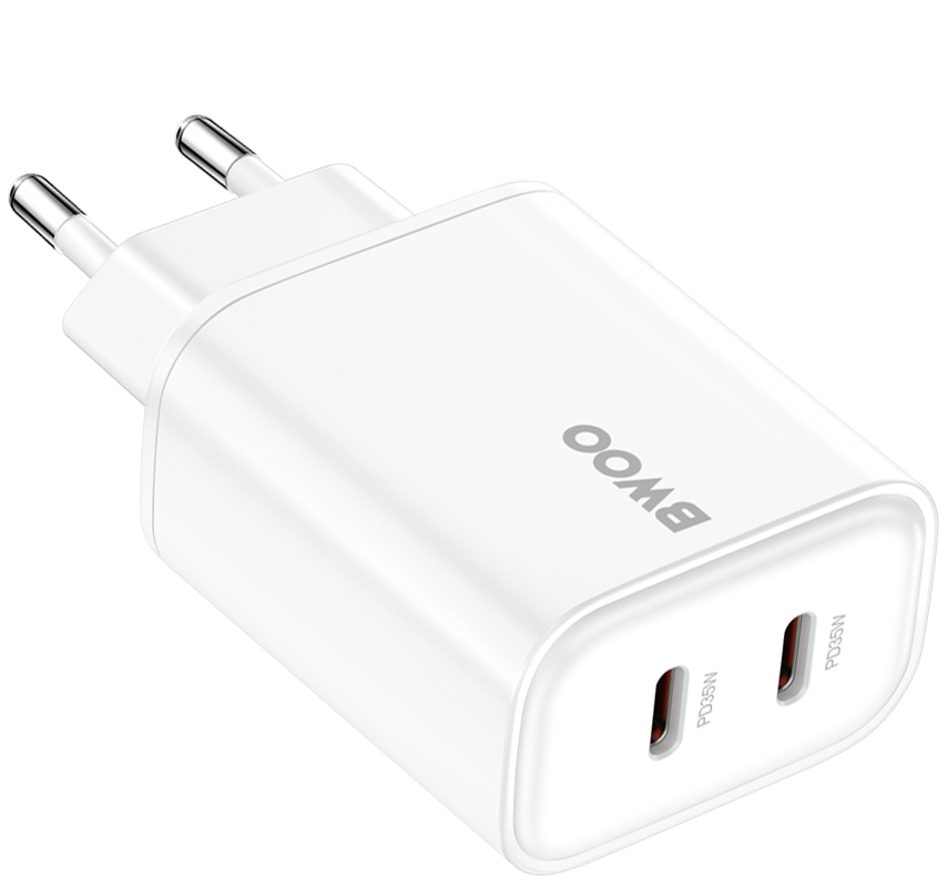 BWOO CDA206 nettadapter, 35W, 3A, 2 x USB-C, hvit