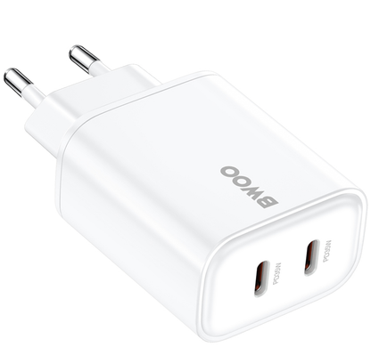 BWOO CDA206 nettadapter, 35W, 3A, 2 x USB-C, hvit