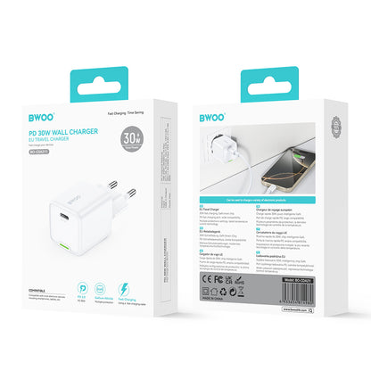 Nettlader BWOO CDA211, 30W, 3A, 1 x USB-C, Hvit