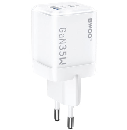 Nettlader BWOO CDA222, 35W, 3A, 1 x USB-A - 1 x USB-C, Hvit