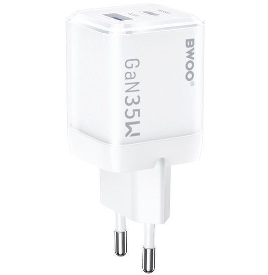 Nettlader BWOO CDA222, 35W, 3A, 1 x USB-A - 1 x USB-C, Hvit