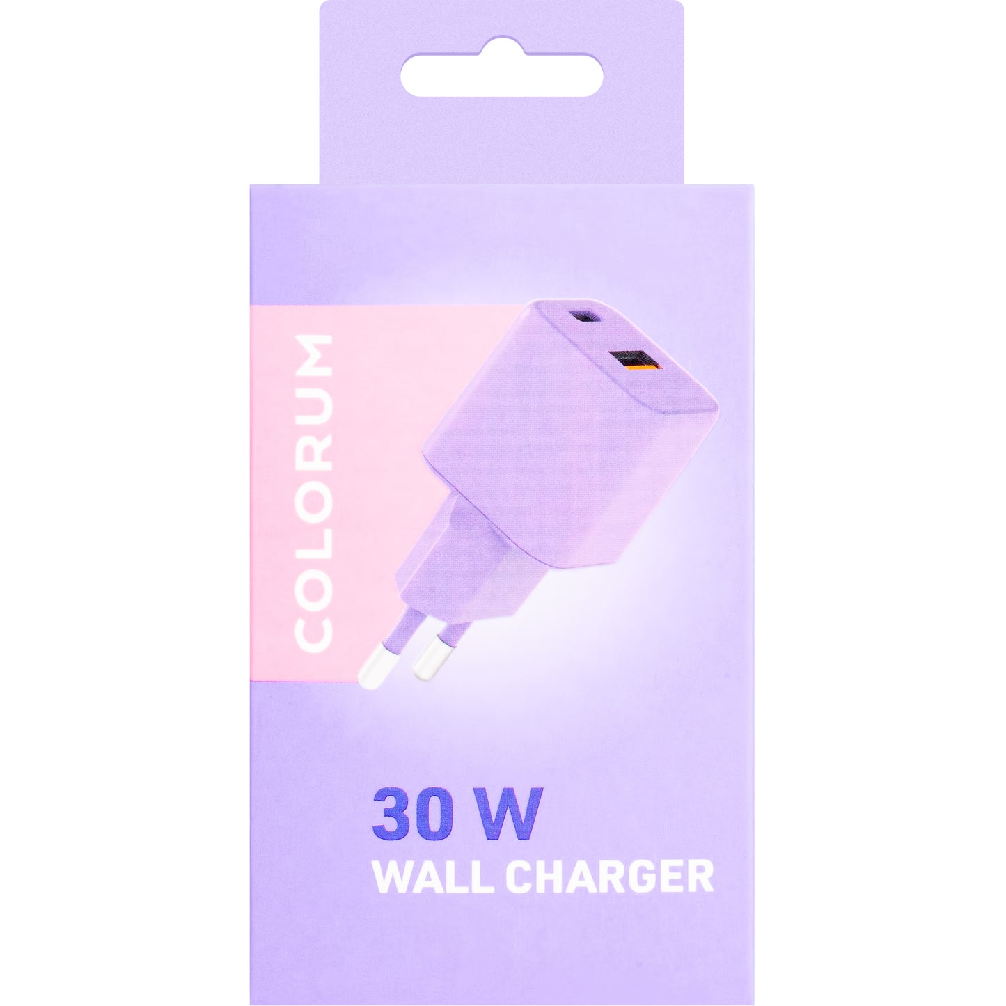 Nettverkslader Colourum CLS30-AC-09, 30W, 3A, 1 x USB-A - 1 x USB-C, Lilla 