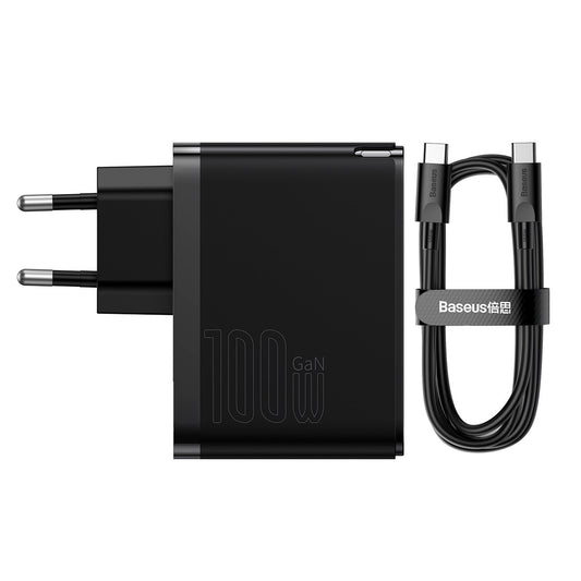 Nettlader med USB-C-kabel Baseus GaN5 Pro, 100W, 3A, 1 x USB-A - 1 x USB-C, Svart CCGP090201
