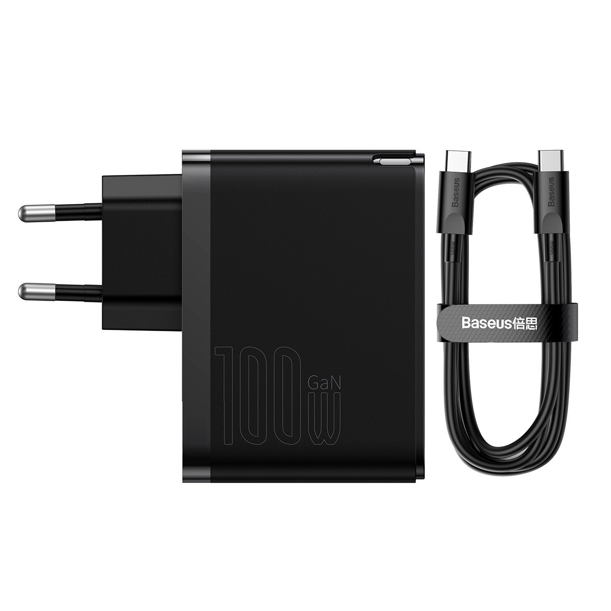 Nettlader med USB-C-kabel Baseus GaN5 Pro, 100W, 3A, 1 x USB-A - 1 x USB-C, Svart CCGP090201