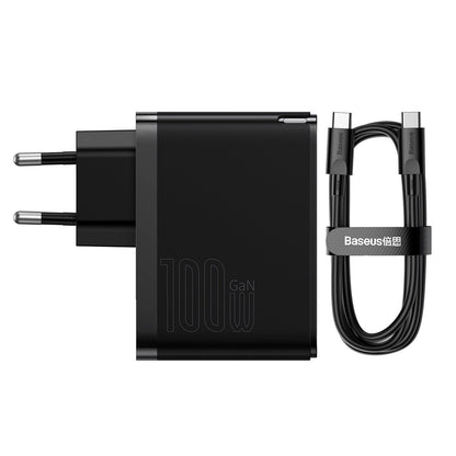 Nettlader med USB-C-kabel Baseus GaN5 Pro, 100W, 3A, 1 x USB-A - 1 x USB-C, Svart CCGP090201