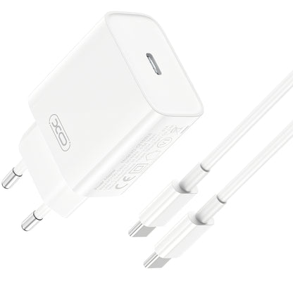 Nettlader med USB-C-kabel XO Design CE15, 20W, 3A, 1 x USB-C, Hvit
