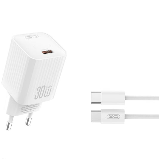 Nettlader med USB-C-kabel XO Design L148, 30W, 3A, 1 x USB-C, Hvit